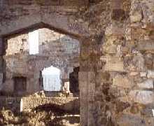 Looking through Sandsfoot Castle out to sea